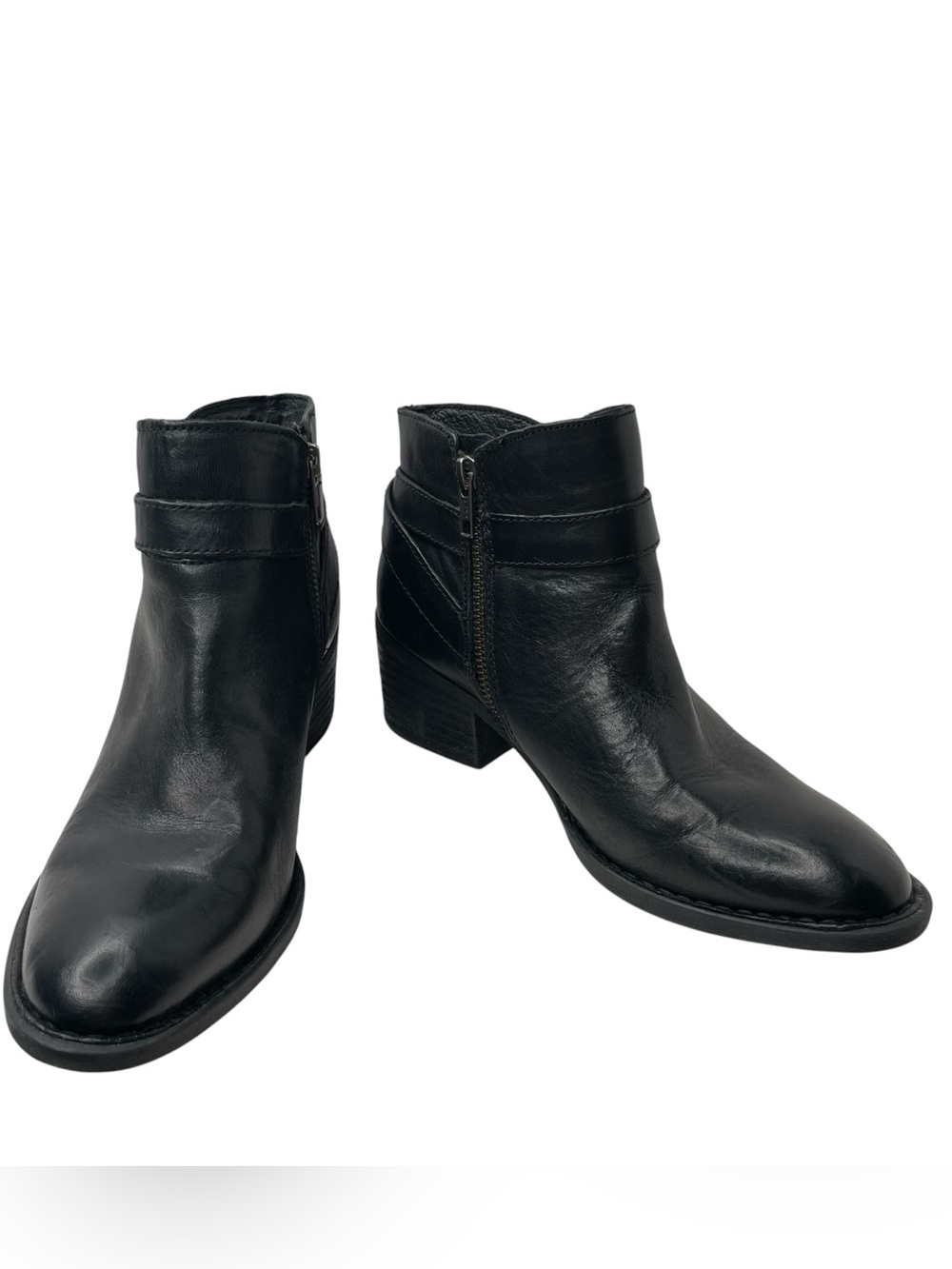 BORN Binghamton Black Leather Booties Size Women’s 7 M US Inside Zip